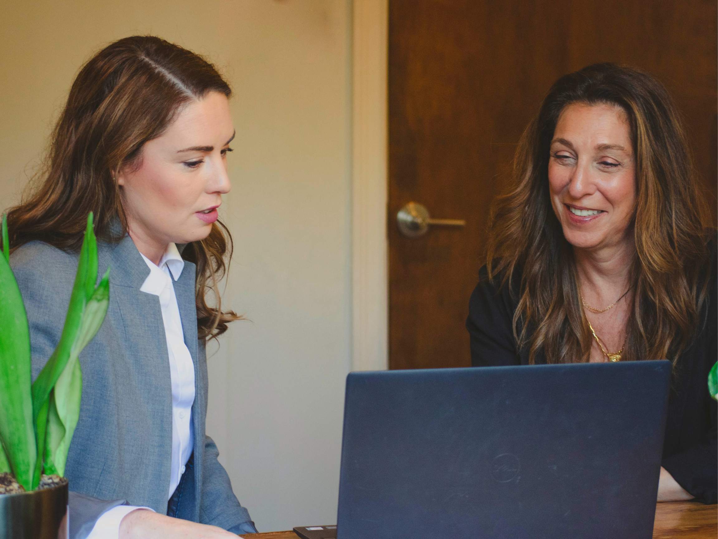 Clair and Leanne at Laptop